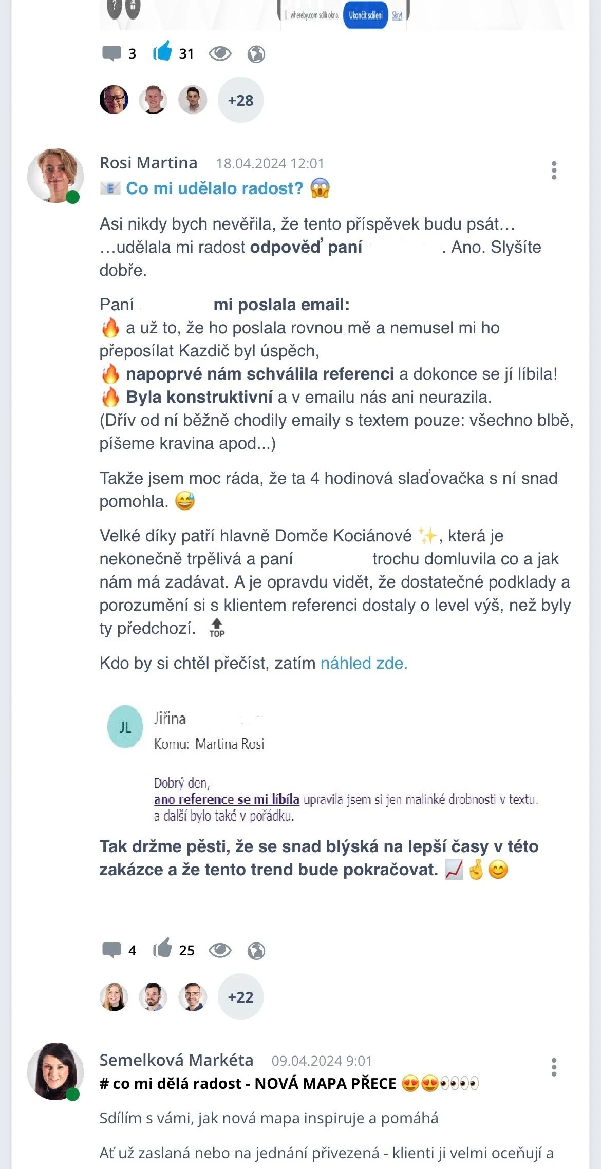 Často používáme #comiudelaloradost, abychom příspěvky rozlišili od ostatní komunikace.
