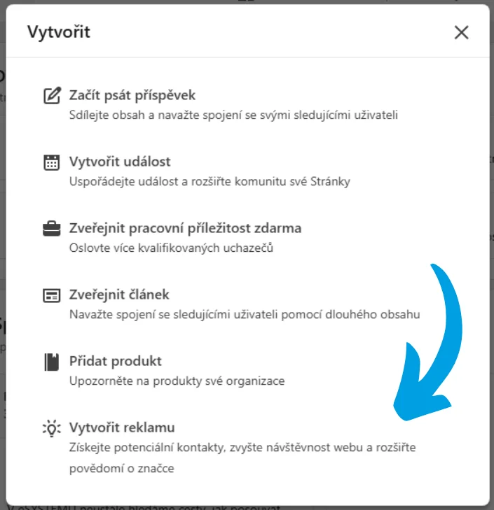 linkedin vytvoření reklamy