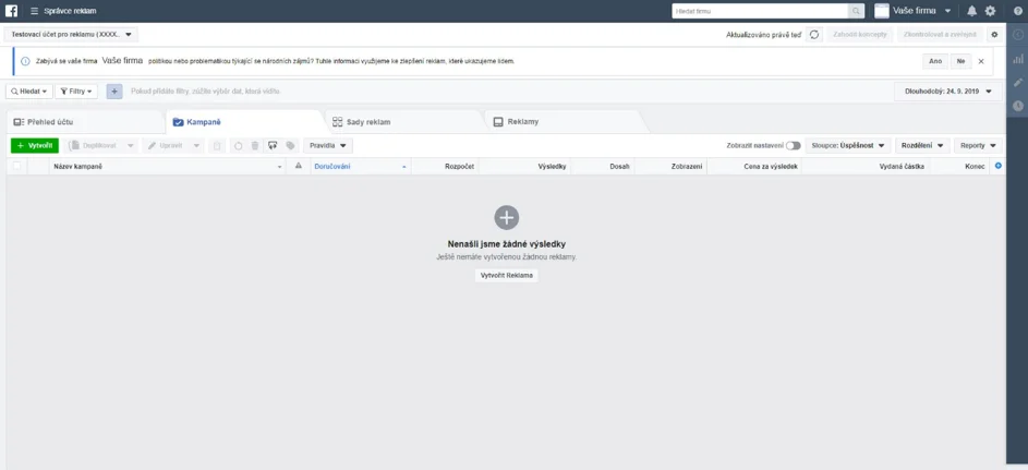 Správce reklam u Business managera účtu
