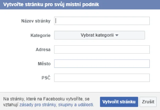 Vytvoření stránky pro váš místní podnik na Facebooku