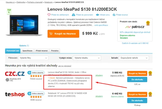 Produktova karta - Heureka - dárek
