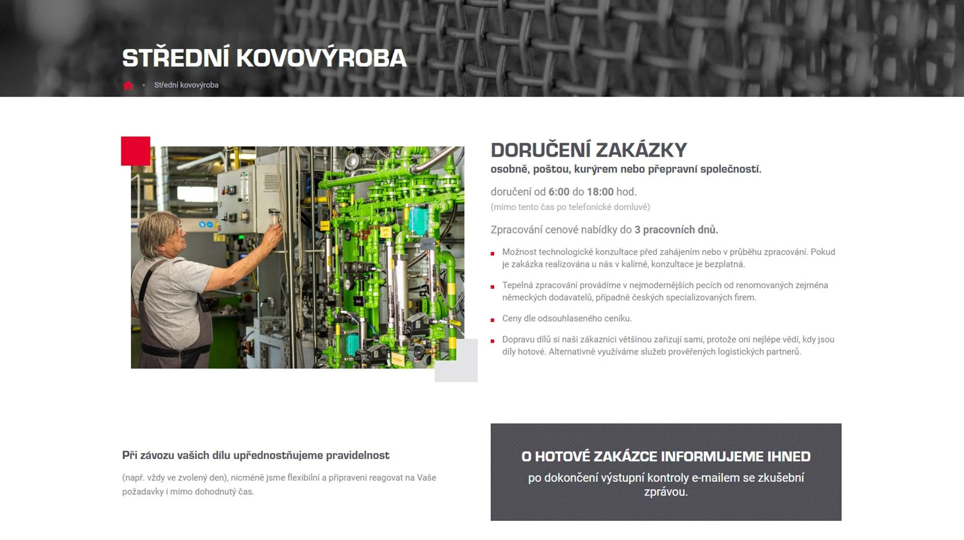 Podstránka Střední kovovýroba